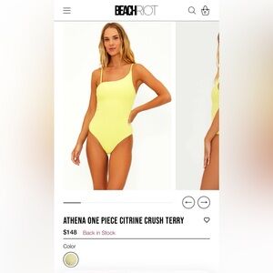 Beach Riot Athena One Piece Citrene Crush Terry Swimsuit, size M, NWT